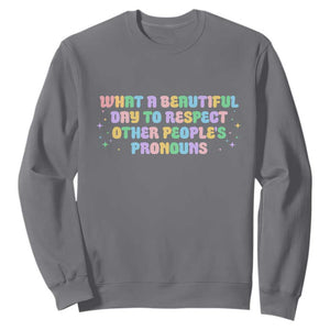 Equality Pride Sweatshirt Respect Other People's Pronouns LGBT LGBTQ Pride Ally TS10 Charcoal Print Your Wear