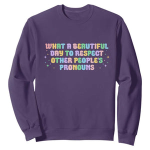 Equality Pride Sweatshirt Respect Other People's Pronouns LGBT LGBTQ Pride Ally TS10 Purple Print Your Wear