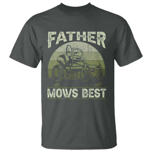 Father Mows Best T Shirt Lawn Mower Mowing Dad Retro Father's Day Gift TS10 Dark Heather Print Your Wear