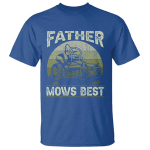 Father Mows Best T Shirt Lawn Mower Mowing Dad Retro Father's Day Gift TS10 Royal Blue Print Your Wear