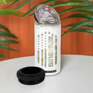 Fathers Day Grandpa 4 in 1 Can Cooler Tumbler Best Grandpa Ever Grandfather Camo American Flag USA TB10 Print Your Wear