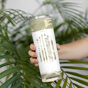 Fathers Day Grandpa Skinny Tumbler Best Grandpa Ever Grandfather Camo American Flag USA TB10 Print Your Wear