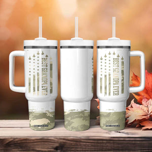 Fathers Day Grandpa Tumbler With Handle Best Grandpa Ever Grandfather Camo American Flag USA TB10 Print Your Wear