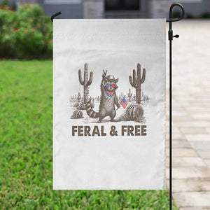 Feral & Free Raccoon Garden Flag Funny 4th of July Cowboy Meme Retro Independence Day TS10 Print Your Wear