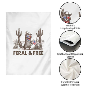 Feral & Free Raccoon Garden Flag Funny 4th of July Cowboy Meme Retro Independence Day TS10 Print Your Wear