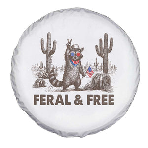 Feral & Free Raccoon Spare Tire Cover Funny 4th of July Cowboy Meme Retro Independence Day TS10 Print Your Wear