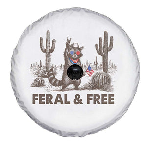 Feral & Free Raccoon Spare Tire Cover Funny 4th of July Cowboy Meme Retro Independence Day TS10 Print Your Wear