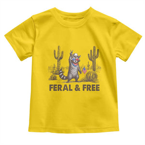 Feral & Free Raccoon Toddler T Shirt Funny 4th of July Cowboy Meme Retro Independence Day TS10 Daisy Print Your Wear