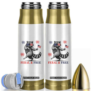 Feral and Free Dancing Raccoon Bullet Tumbler Funny 4th July Patriotic Animal US Flag and Fireworks TS02 White Print Your Wear