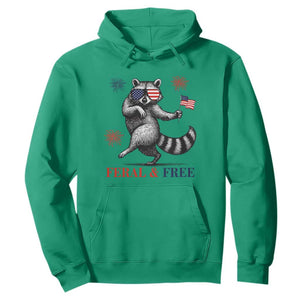 Feral and Free Dancing Raccoon Hoodie Funny 4th July Patriotic Animal US Flag and Fireworks TS02 Irish Green Print Your Wear