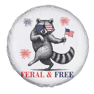 Feral and Free Dancing Raccoon Spare Tire Cover Funny 4th July Patriotic Animal US Flag and Fireworks TS02 Print Your Wear