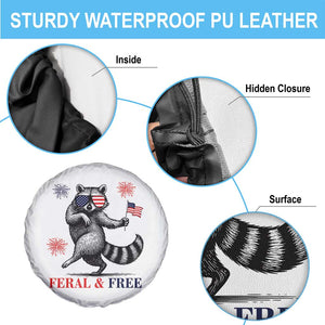 Feral and Free Dancing Raccoon Spare Tire Cover Funny 4th July Patriotic Animal US Flag and Fireworks TS02 Print Your Wear