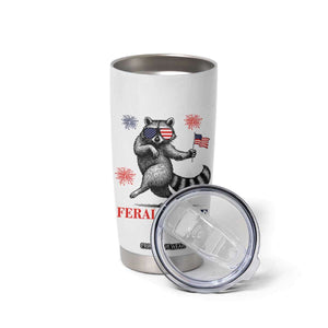Feral and Free Dancing Raccoon Tumbler Cup Funny 4th July Patriotic Animal US Flag and Fireworks TS02 Print Your Wear