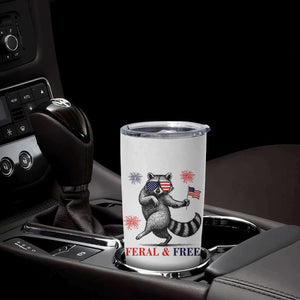 Feral and Free Dancing Raccoon Tumbler Cup Funny 4th July Patriotic Animal US Flag and Fireworks TS02 Print Your Wear