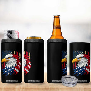 Fierce American Eagle 4 in 1 Can Cooler Tumbler Bold Patriotic 4th of July USA Freedom TS02 Print Your Wear