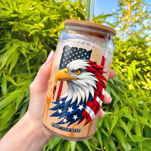 Fierce American Eagle Glass Can Bold Patriotic 4th of July USA Freedom TS02 Print Your Wear