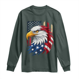 Fierce American Eagle Long Sleeve Shirt Bold Patriotic 4th of July USA Freedom TS02 Dark Forest Green Print Your Wear
