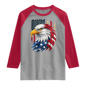 Fierce American Eagle Raglan Shirt Bold Patriotic 4th of July USA Freedom TS02 Sport Gray Red Print Your Wear