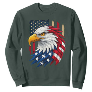 Fierce American Eagle Sweatshirt Bold Patriotic 4th of July USA Freedom TS02 Dark Forest Green Print Your Wear