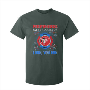 Fireworks Safety Director T Shirt For Kid I Run You Run Funny 4th of July Patriotic TS02 Dark Forest Green Print Your Wear