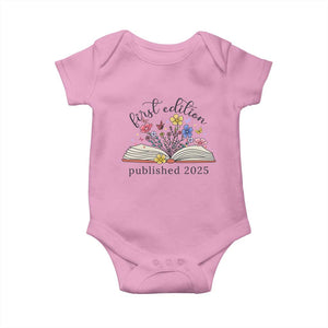 First Edition Published 2025 Baby Onesie Littlest Bookworm Funny Annoucement Baby Shower TS10 Light Pink Print Your Wear