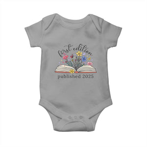 First Edition Published 2025 Baby Onesie Littlest Bookworm Funny Annoucement Baby Shower TS10 Sport Gray Print Your Wear