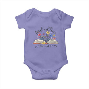 First Edition Published 2025 Baby Onesie Littlest Bookworm Funny Annoucement Baby Shower TS10 Violet Print Your Wear