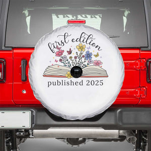 First Edition Published 2025 Spare Tire Cover Littlest Bookworm Funny Annoucement Baby Shower TS10 White Print Your Wear