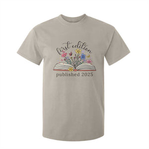 First Edition Published 2025 T Shirt For Kid Littlest Bookworm Funny Annoucement Baby Shower TS10 Sand Print Your Wear