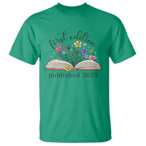 First Edition Published 2025 T Shirt Littlest Bookworm Funny Annoucement Baby Shower TS10 Irish Green Print Your Wear