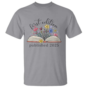 First Edition Published 2025 T Shirt Littlest Bookworm Funny Annoucement Baby Shower TS10 Sport Gray Print Your Wear