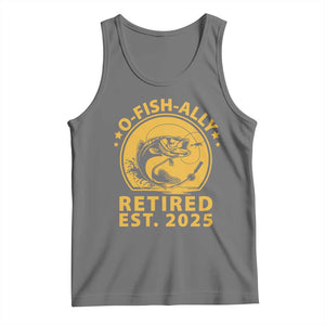 Fishing Retirement Tank Top O-Fish-Ally Retired 2025 For Fisherman TS10 Black Heather Print Your Wear