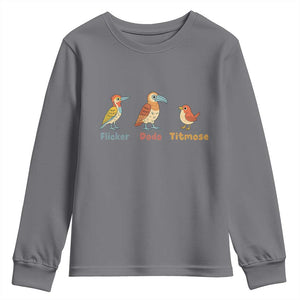 Flicker Dodo Titmouse Subtle FDT Youth Sweatshirt Funny Bird Lover Nature TS02 Charcoal Print Your Wear