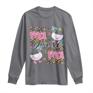 Floral Mama Goose Long Sleeve Shirt Coquette Vintage Aesthetic Geese Mom Mothers Day TS02 Charcoal Print Your Wear