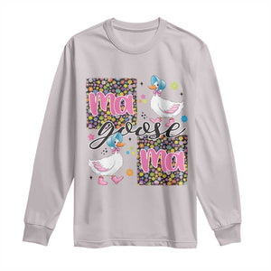 Floral Mama Goose Long Sleeve Shirt Coquette Vintage Aesthetic Geese Mom Mothers Day TS02 Ice Gray Print Your Wear