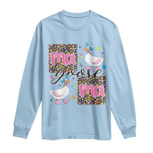 Floral Mama Goose Long Sleeve Shirt Coquette Vintage Aesthetic Geese Mom Mothers Day TS02 Light Blue Print Your Wear