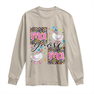 Floral Mama Goose Long Sleeve Shirt Coquette Vintage Aesthetic Geese Mom Mothers Day TS02 Sand Print Your Wear