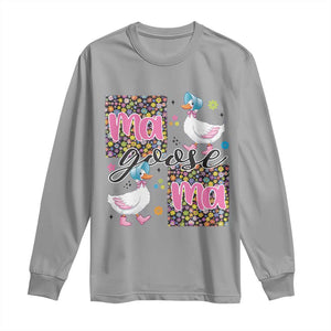 Floral Mama Goose Long Sleeve Shirt Coquette Vintage Aesthetic Geese Mom Mothers Day TS02 Sport Gray Print Your Wear