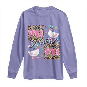 Floral Mama Goose Long Sleeve Shirt Coquette Vintage Aesthetic Geese Mom Mothers Day TS02 Violet Print Your Wear