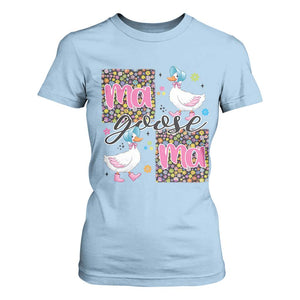 Floral Mama Goose T Shirt For Women Coquette Vintage Aesthetic Geese Mom Mothers Day TS02 Light Blue Print Your Wear