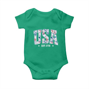 Floral USA Baby Onesie Est 1776 Patriotic American Girl 4th of July TS10 Irish Green Print Your Wear