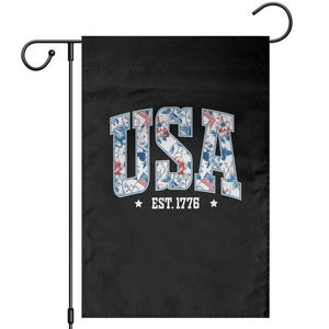 Floral USA Garden Flag Est 1776 Patriotic American Girl 4th of July TS10 Black Print Your Wear
