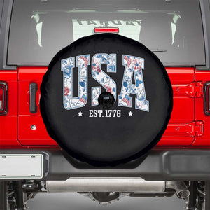 Floral USA Spare Tire Cover Est 1776 Patriotic American Girl 4th of July TS10 Black Print Your Wear