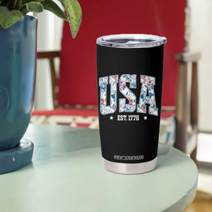 Floral USA Tumbler Cup Est 1776 Patriotic American Girl 4th of July TS10 Print Your Wear