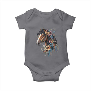 Floral Wild Horse Country Horse Riding Baby Onesie TS11 Charcoal Print Your Wear