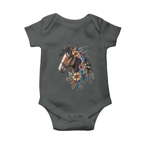 Floral Wild Horse Country Horse Riding Baby Onesie TS11 Dark Heather Print Your Wear