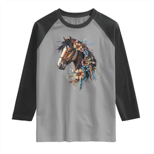 Floral Wild Horse Country Horse Riding Raglan Shirt TS11 Sport Gray Black Print Your Wear