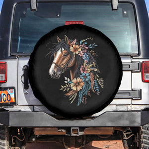 Floral Wild Horse Country Horse Riding Spare Tire Cover TS11 No hole Black Print Your Wear