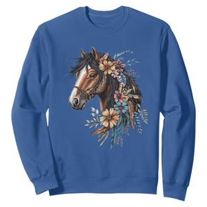 Floral Wild Horse Country Horse Riding Sweatshirt TS11 Royal Blue Print Your Wear