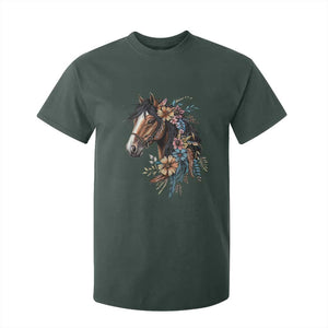 Floral Wild Horse Country Horse Riding T Shirt For Kid TS11 Dark Forest Green Print Your Wear